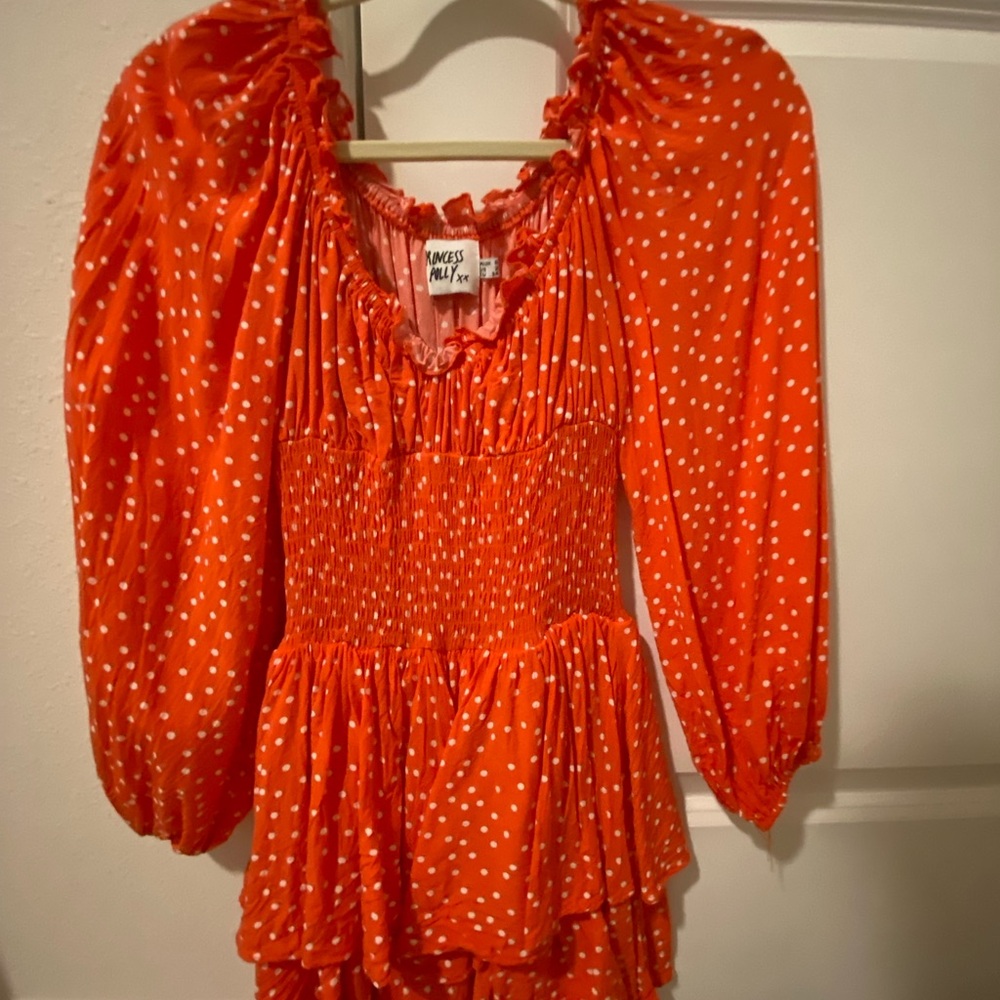 Orange Polka-Dot Princess Polly Romper